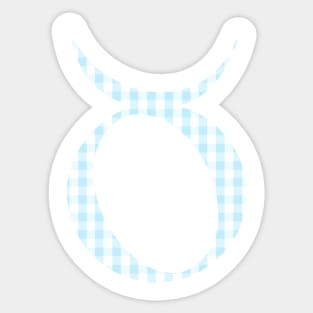 Taurus Zodiac Horoscope Symbol in Pastel Blue and White Gingham Pattern Sticker